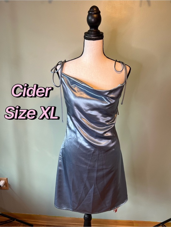 Cider Dresses & Skirts - Cider Light Blue Silky Cowl Neck Slip Dress Size XL